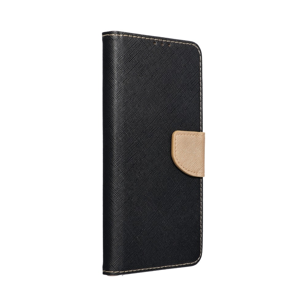 Pokrowiec etui z klapk na magnes Fancy Case czarno-zote Xiaomi Redmi Note 10 Pro
