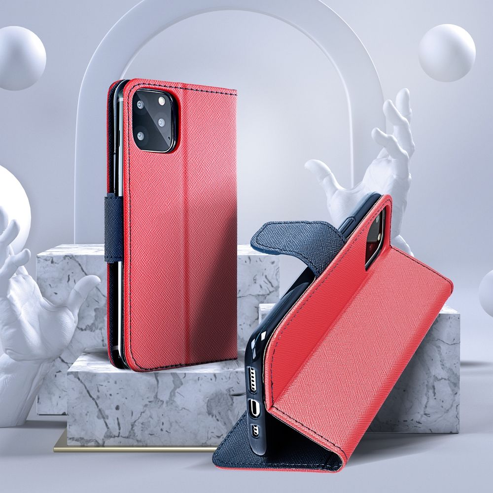 Pokrowiec etui z klapk na magnes Fancy Case czerwono-granatowe APPLE iPhone 15 / 7