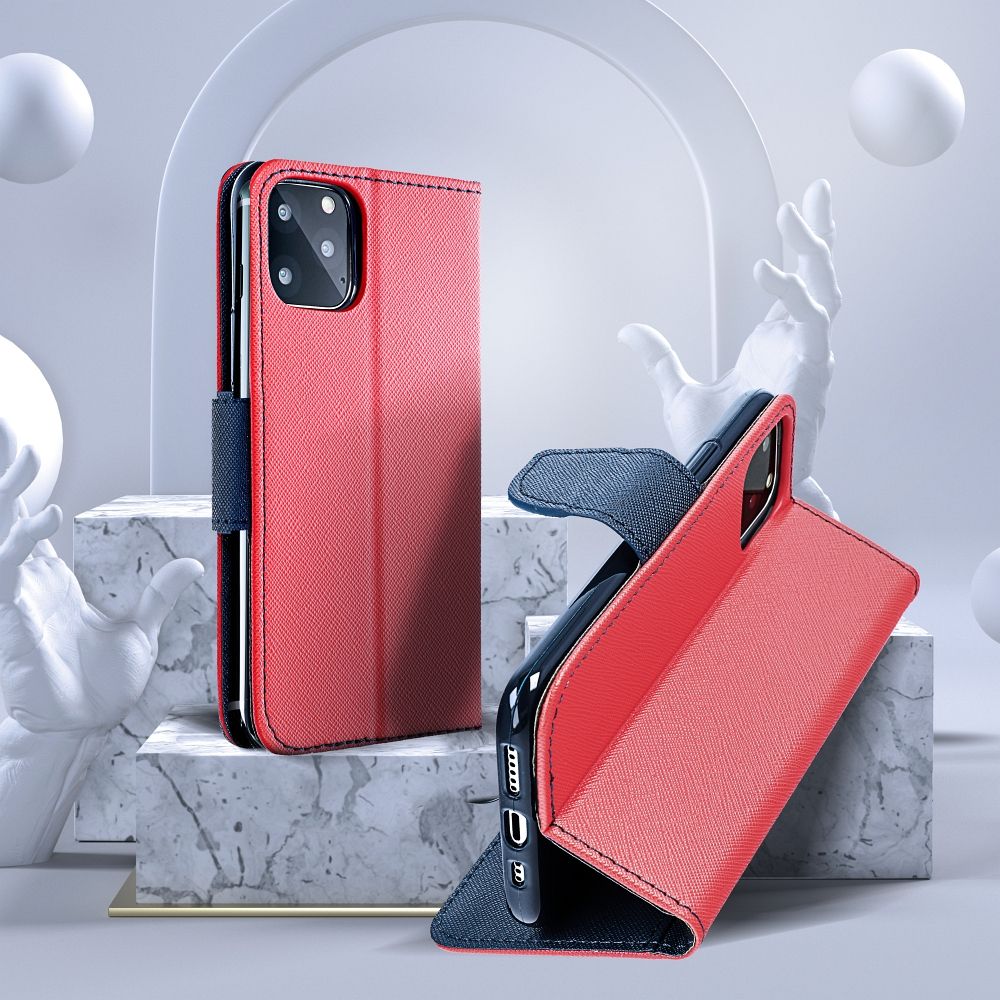 Pokrowiec etui z klapk na magnes Fancy Case czerwono-granatowe APPLE iPhone 16 / 7