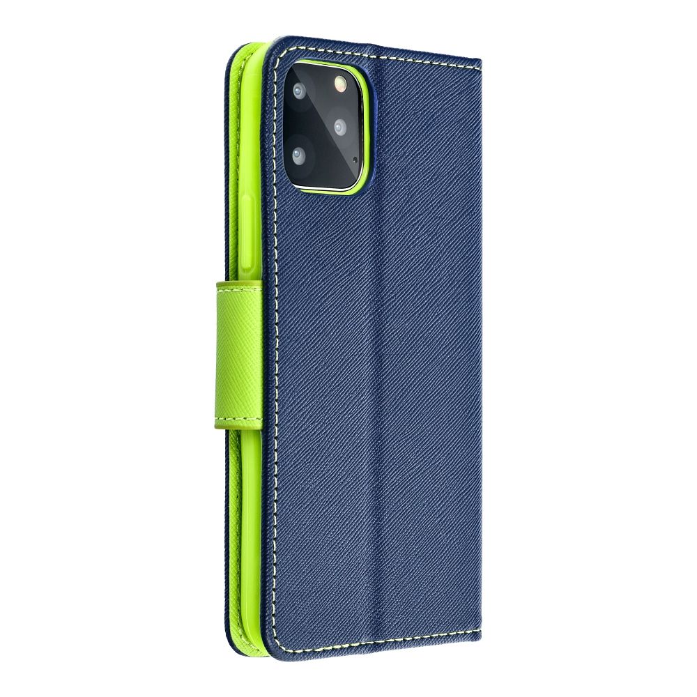 Pokrowiec etui z klapk na magnes Fancy Case granatowo-limonkowe APPLE iPhone 15 Plus / 5