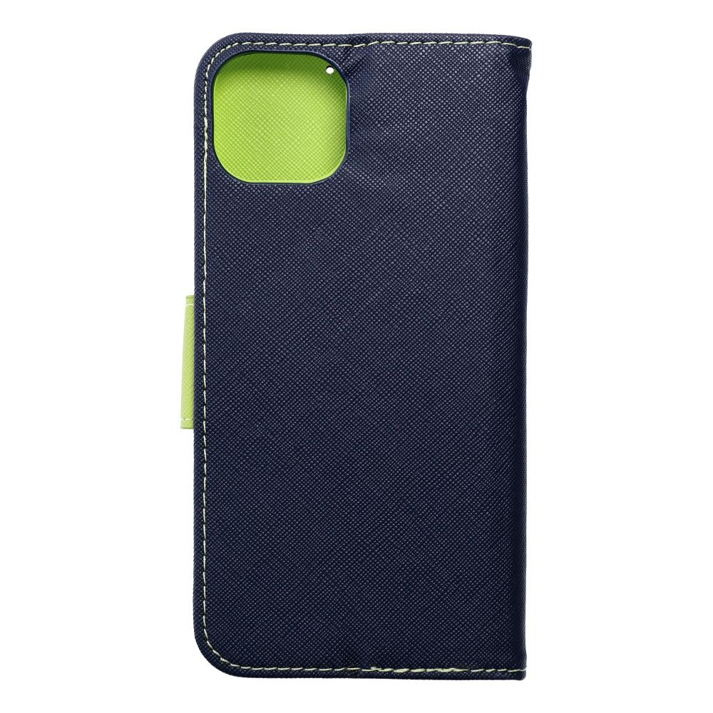 Pokrowiec etui z klapk na magnes Fancy Case granatowo-limonkowe APPLE iPhone 15 Plus / 8