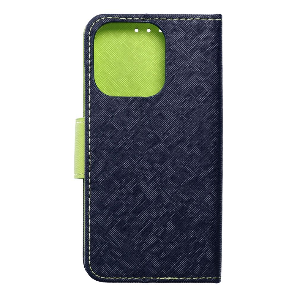 Pokrowiec etui z klapk na magnes Fancy Case granatowo-limonkowe APPLE iPhone 15 Pro / 8