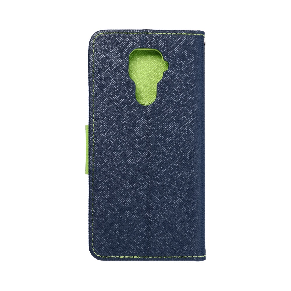 Pokrowiec etui z klapk na magnes Fancy Case granatowo-limonkowe HUAWEI Mate 30 Lite