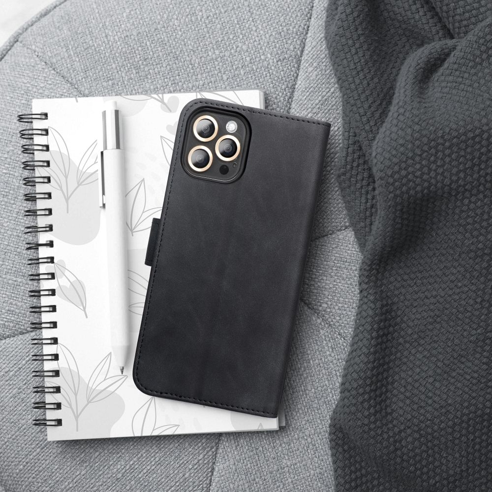 Pokrowiec etui z klapk na magnes Tender Book czarne Xiaomi Redmi 10C / 7