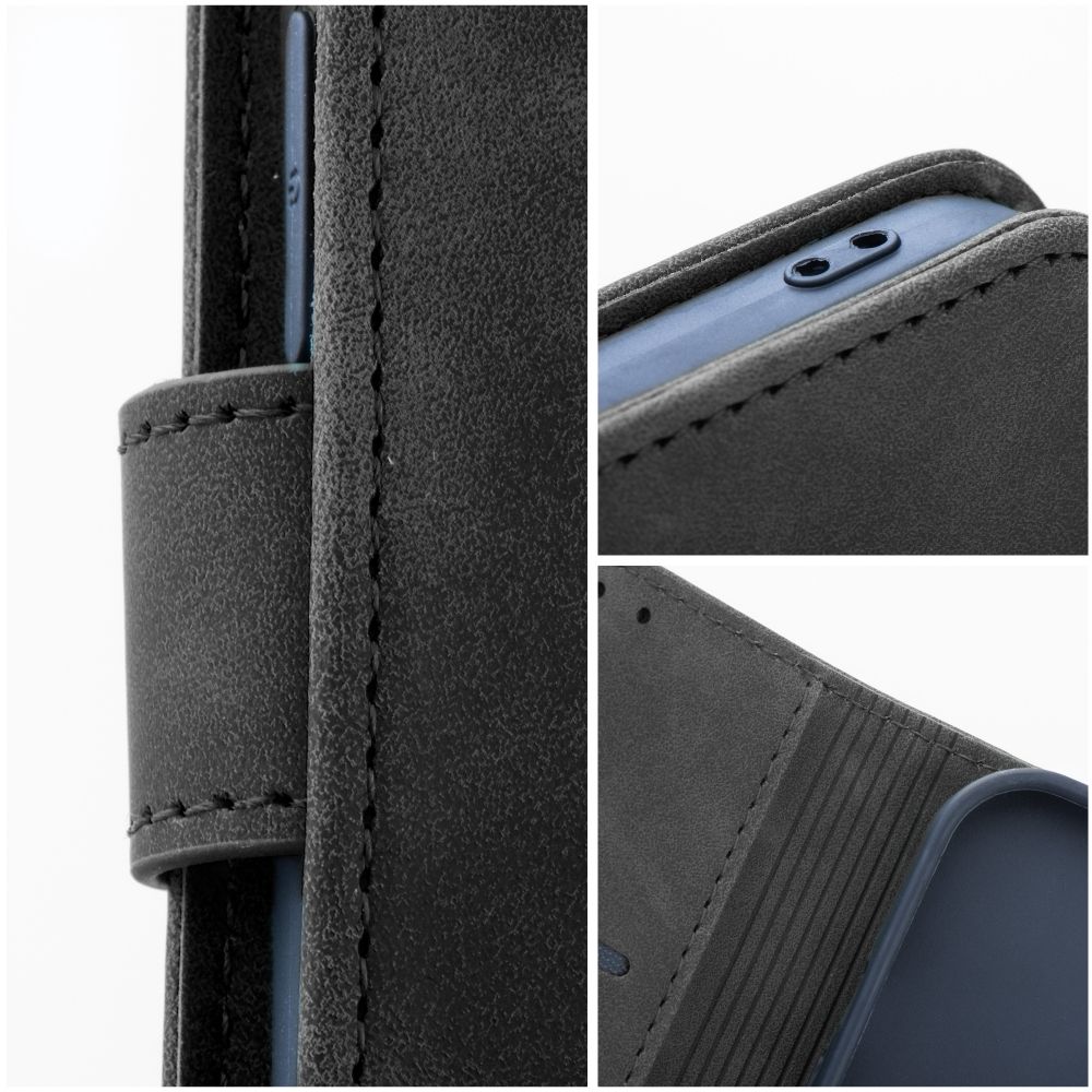 Pokrowiec etui z klapką na magnes Tender Book czarne Xiaomi Redmi 12C / 6