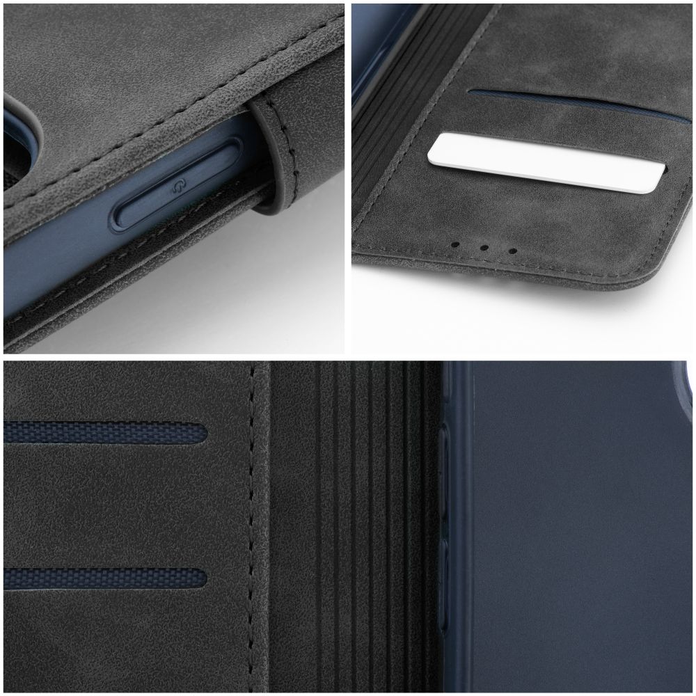 Pokrowiec etui z klapką na magnes Tender Book czarne Xiaomi Redmi 12C / 7
