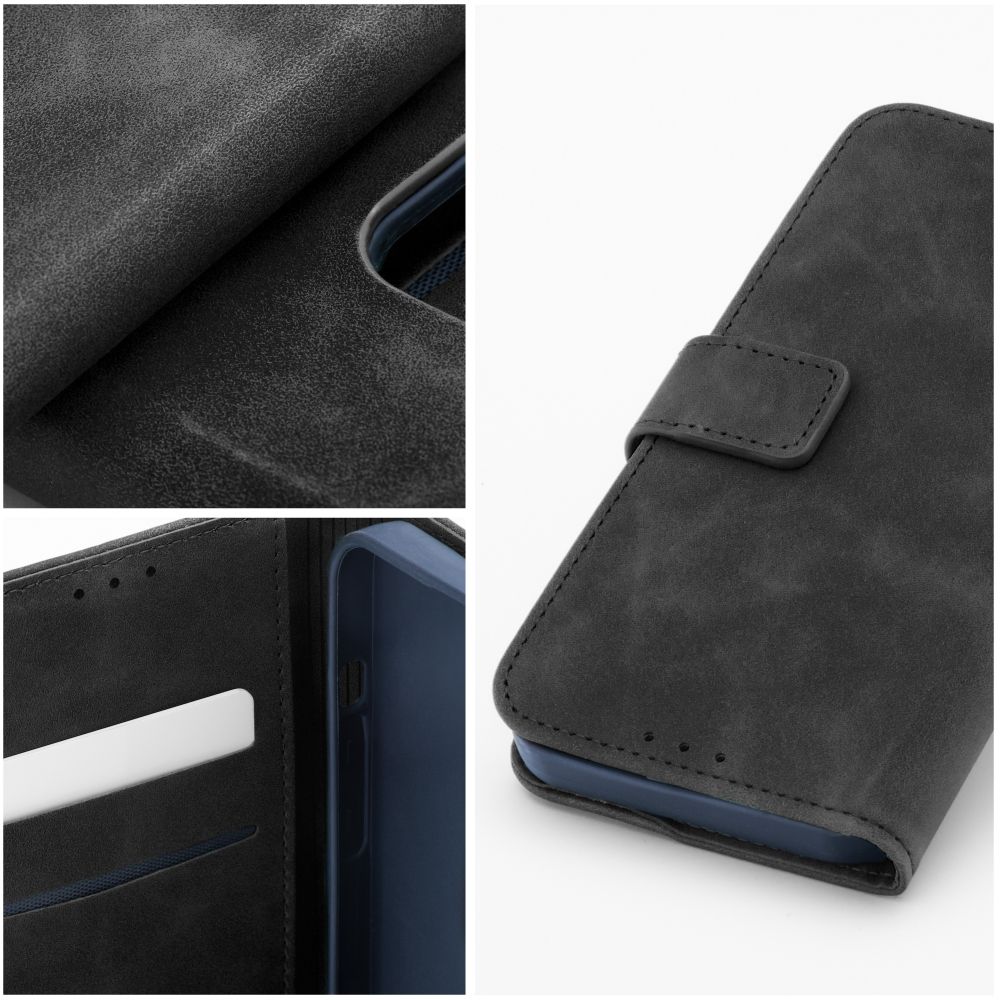 Pokrowiec etui z klapką na magnes Tender Book czarne Xiaomi Redmi 12C / 8