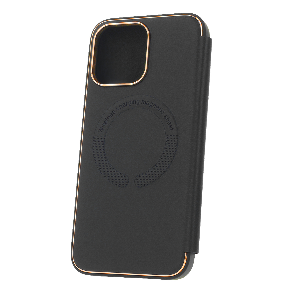 Pokrowiec etui z klapk Smart Gold Frame Mag czarne APPLE iPhone 13 Pro / 2