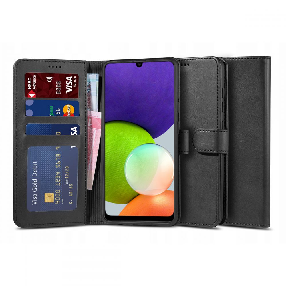 Pokrowiec etui z klapk Tech-protect Wallet 2 czarne SAMSUNG Galaxy A22 4G