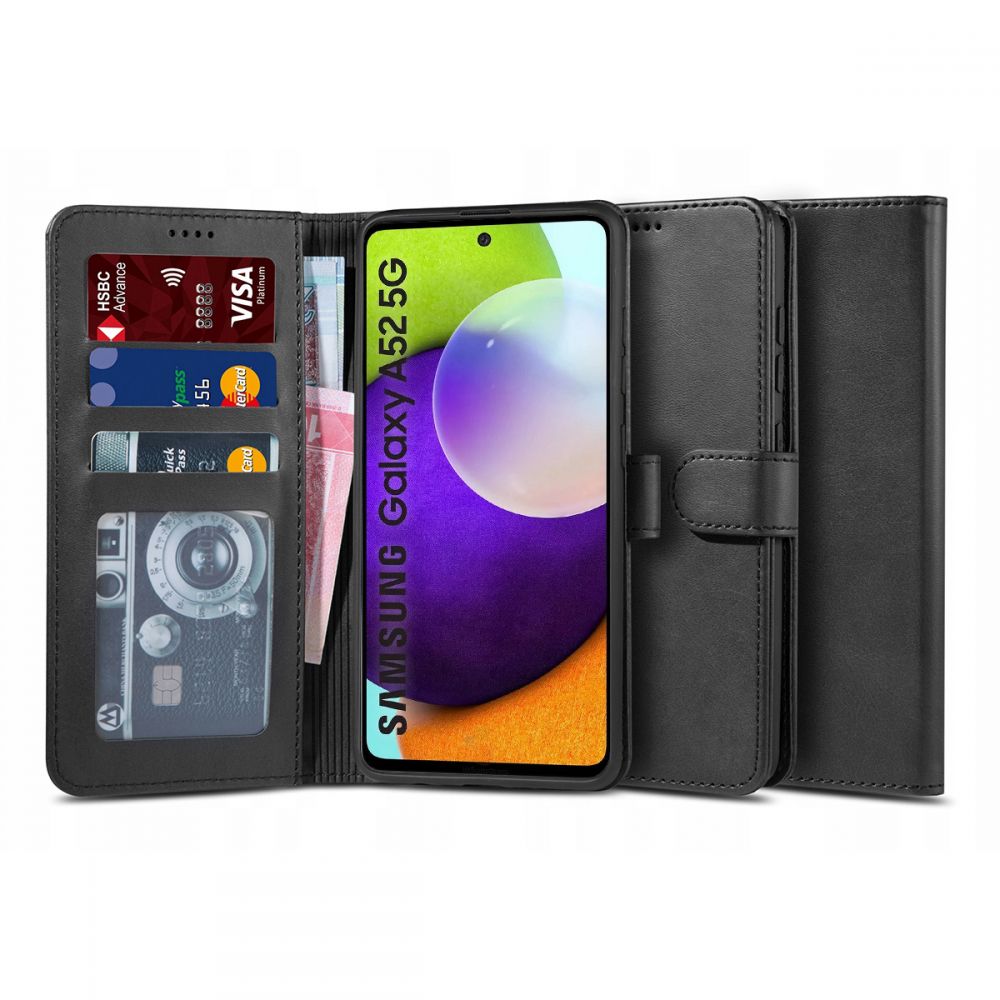 Pokrowiec etui z klapk Tech-protect Wallet 2 czarne SAMSUNG Galaxy A52 5G