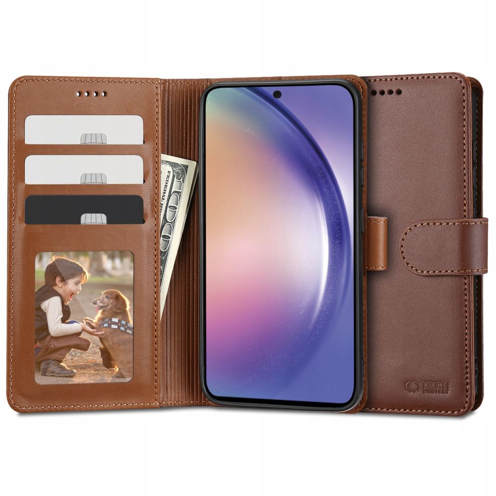 Pokrowiec etui z klapk Tech-protect Wallet brzowe SAMSUNG Galaxy A54 5G