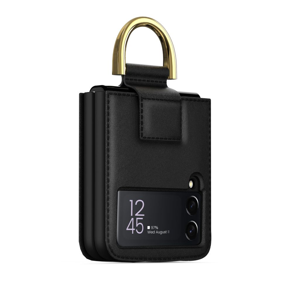 Pokrowiec etui z klapk Tech-protect Wallet Chain czarne SAMSUNG Galaxy Z Flip 4 / 5