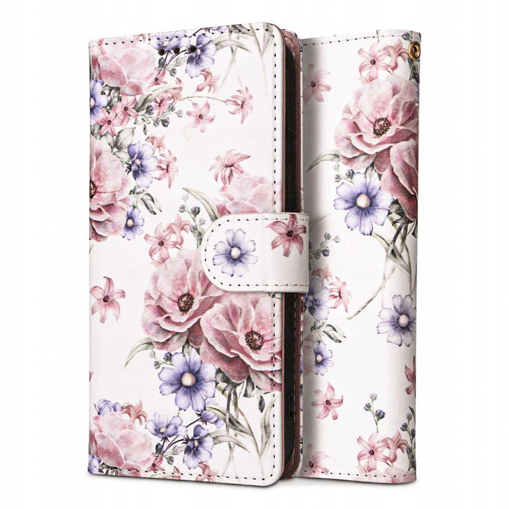 Pokrowiec etui z klapk Tech-protect Wallet Czarne Blossom flower SAMSUNG Galaxy A55 5G / 2