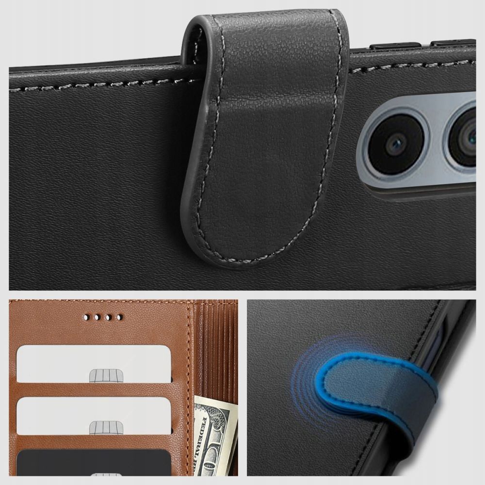 Pokrowiec etui z klapk Tech-protect Wallet Czarne czarne MOTOROLA Edge 50 neo / 4