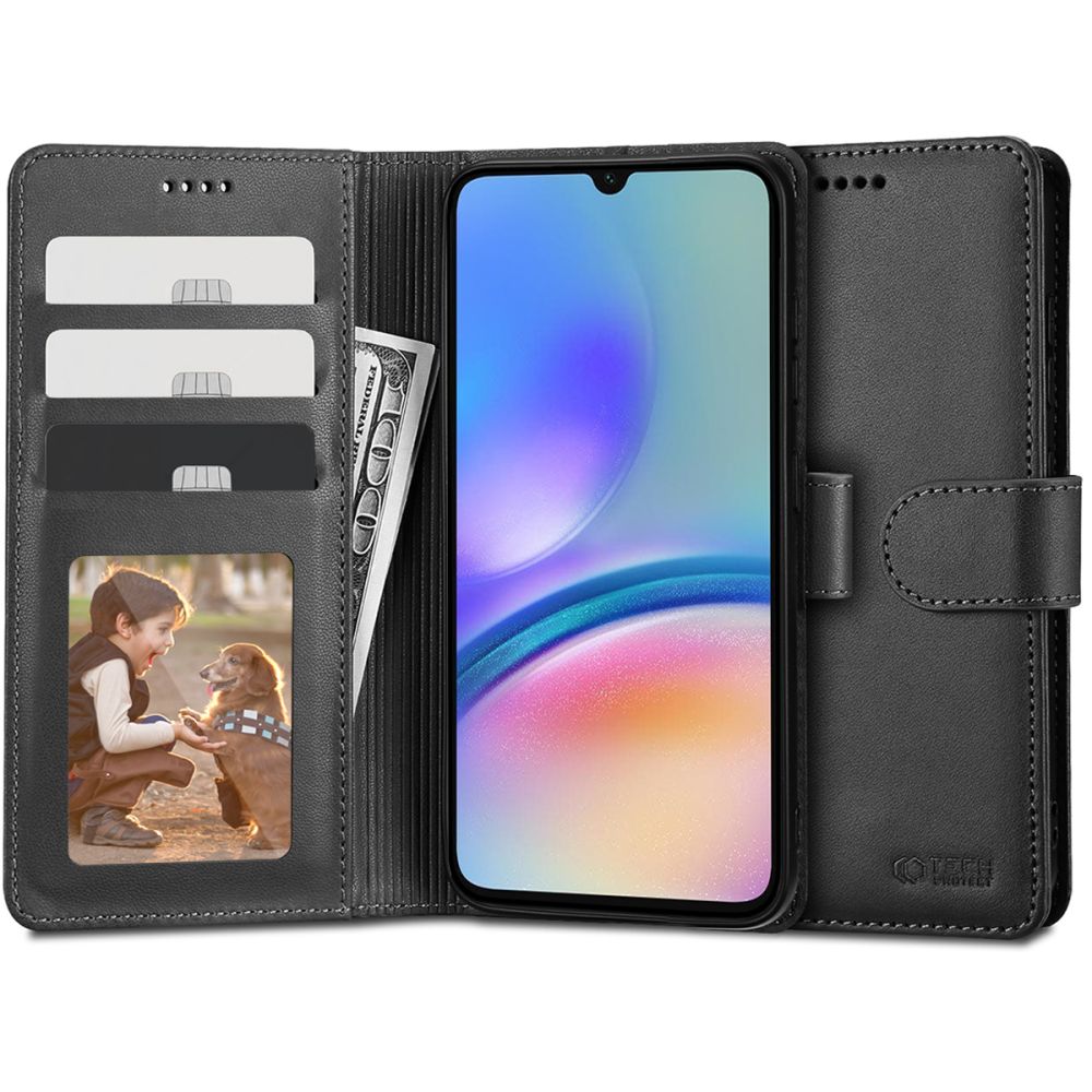 Pokrowiec etui z klapk Tech-protect Wallet Czarne czarne SAMSUNG Galaxy A05s