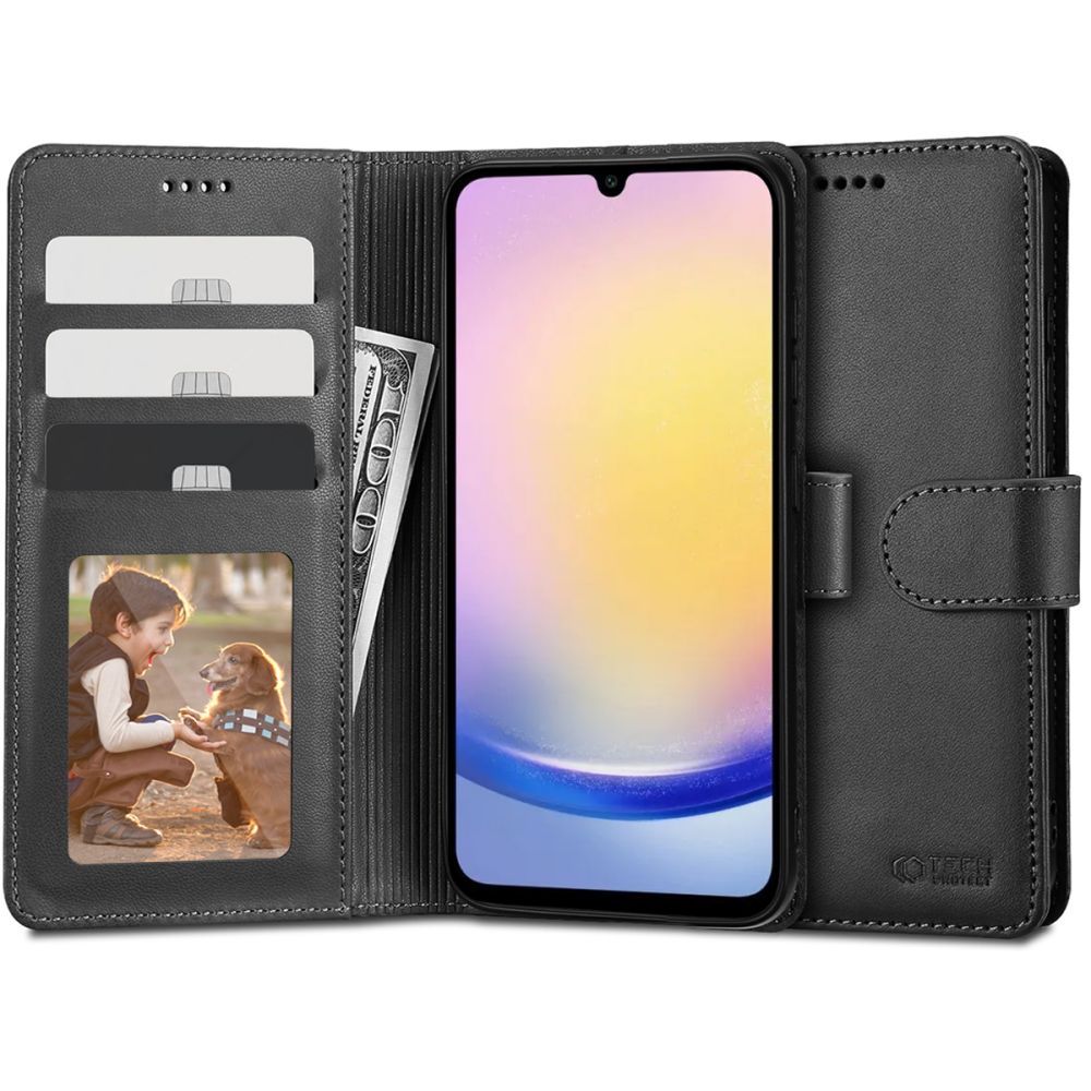 Pokrowiec etui z klapk Tech-protect Wallet Czarne czarne SAMSUNG Galaxy A25 5G