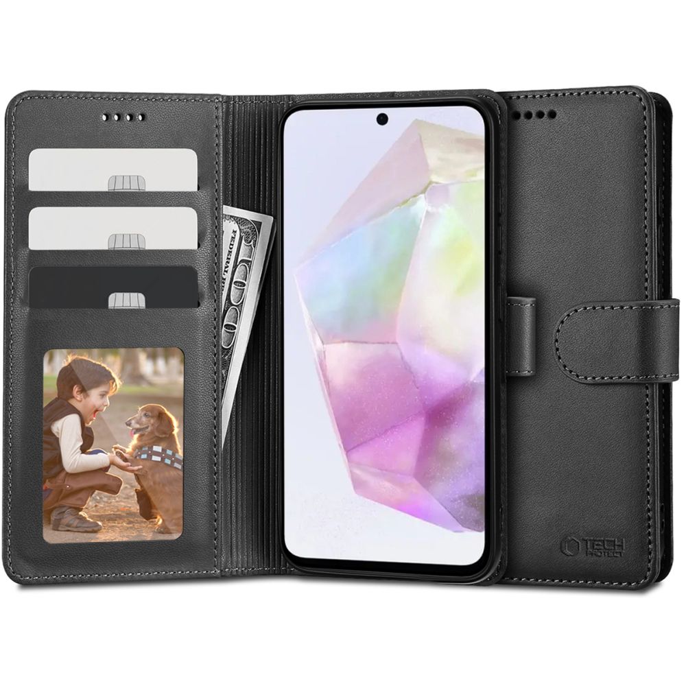 Pokrowiec etui z klapk Tech-protect Wallet Czarne czarne SAMSUNG Galaxy A35 5G