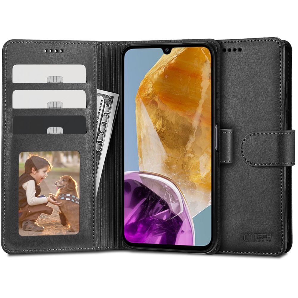 Pokrowiec etui z klapk Tech-protect Wallet Czarne czarne SAMSUNG Galaxy M15 5G