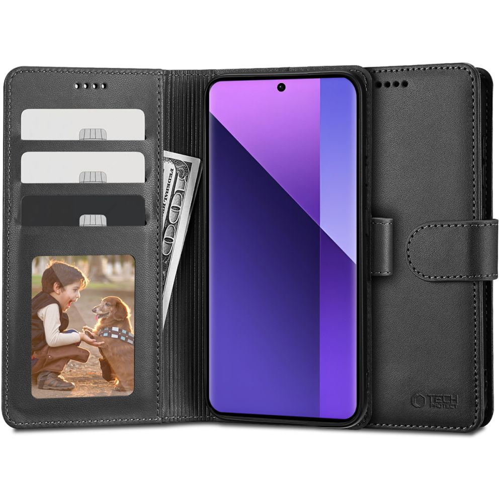 Pokrowiec etui z klapk Tech-protect Wallet Czarne czarne Xiaomi Redmi Note 13 Pro+