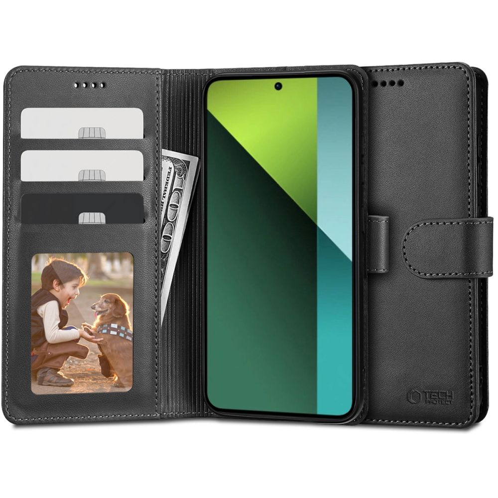 Pokrowiec etui z klapk Tech-protect Wallet Czarne czarne Xiaomi Redmi Note 13 Pro 5G