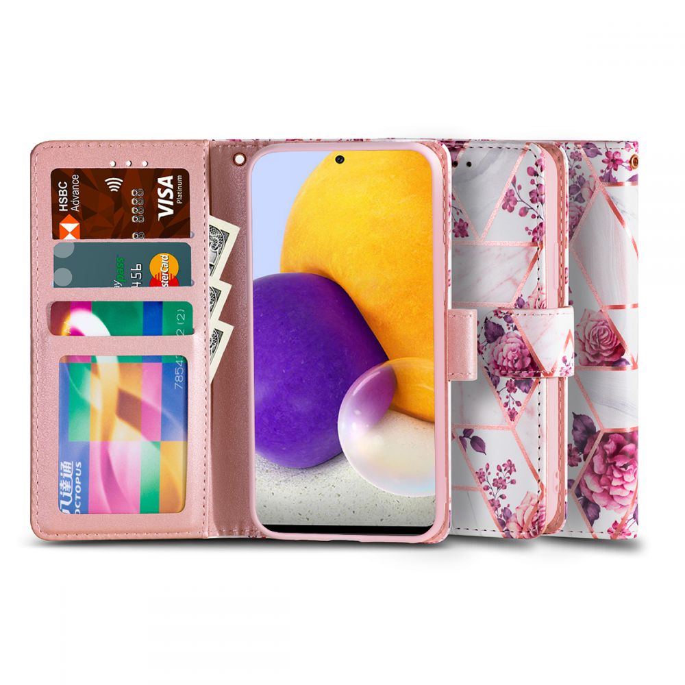 Pokrowiec etui z klapk Tech-protect Wallet Floral rose SAMSUNG Galaxy A72