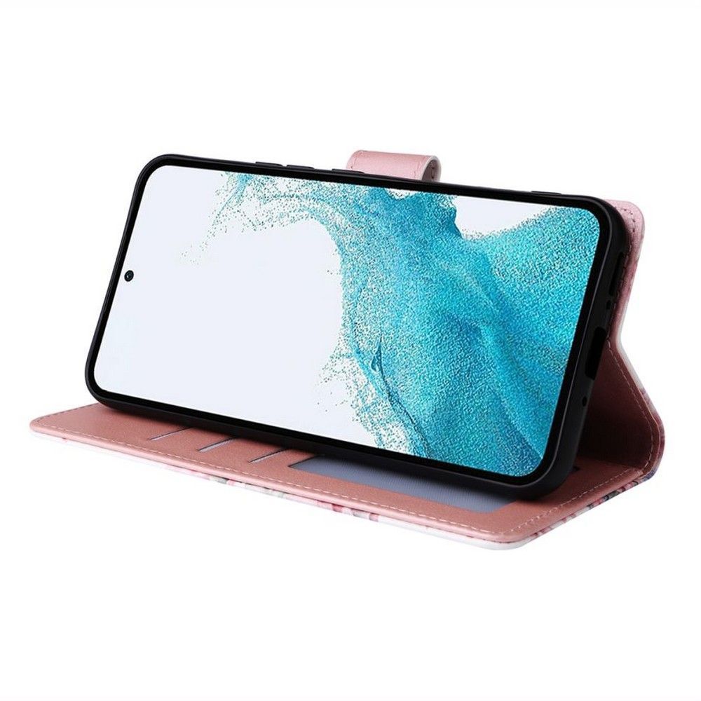 Pokrowiec etui z klapk Tech-protect Wallet Czarne Garden fioletowe SAMSUNG Galaxy A35 5G / 2