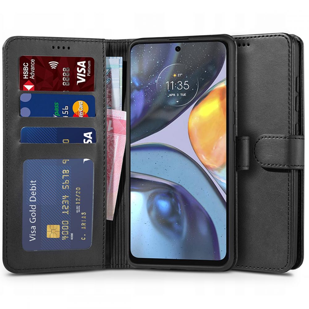 Pokrowiec etui z klapk Tech-protect Wallet czarne MOTOROLA Moto G22