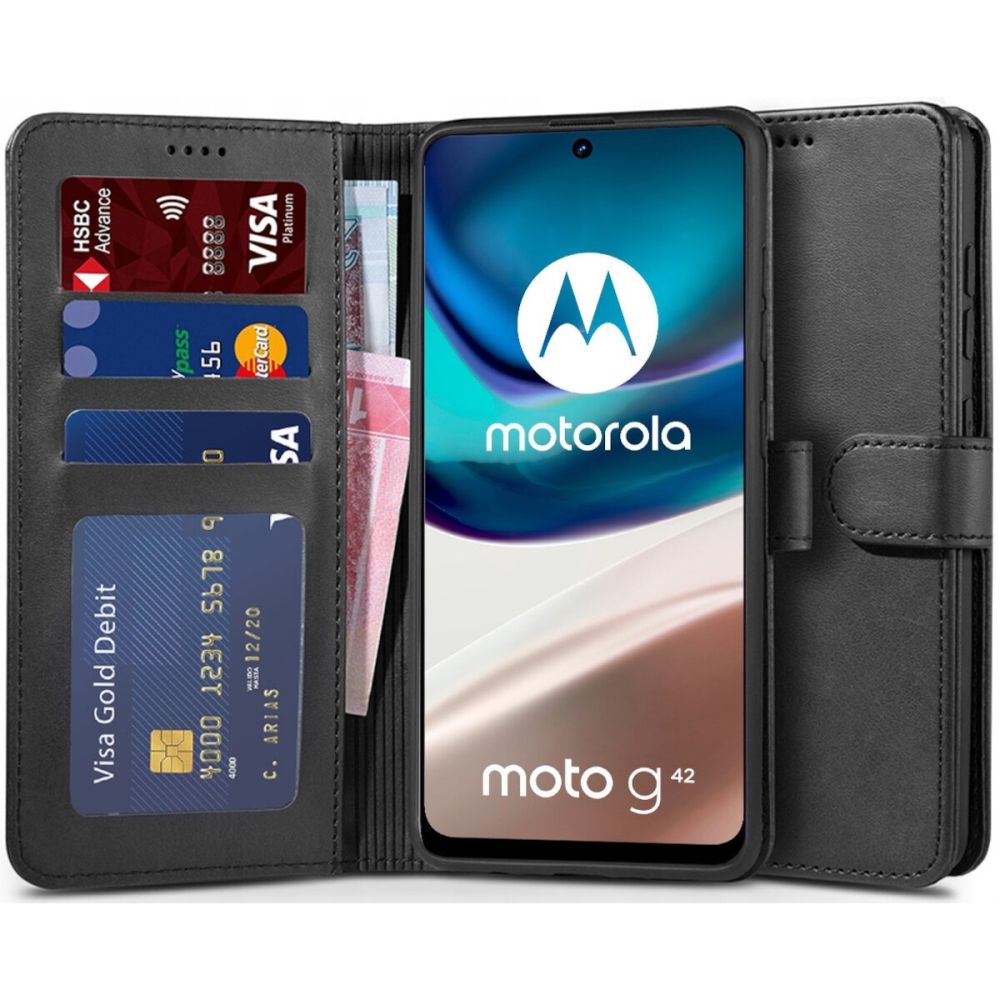 Pokrowiec etui z klapk Tech-protect Wallet czarne MOTOROLA Moto G42