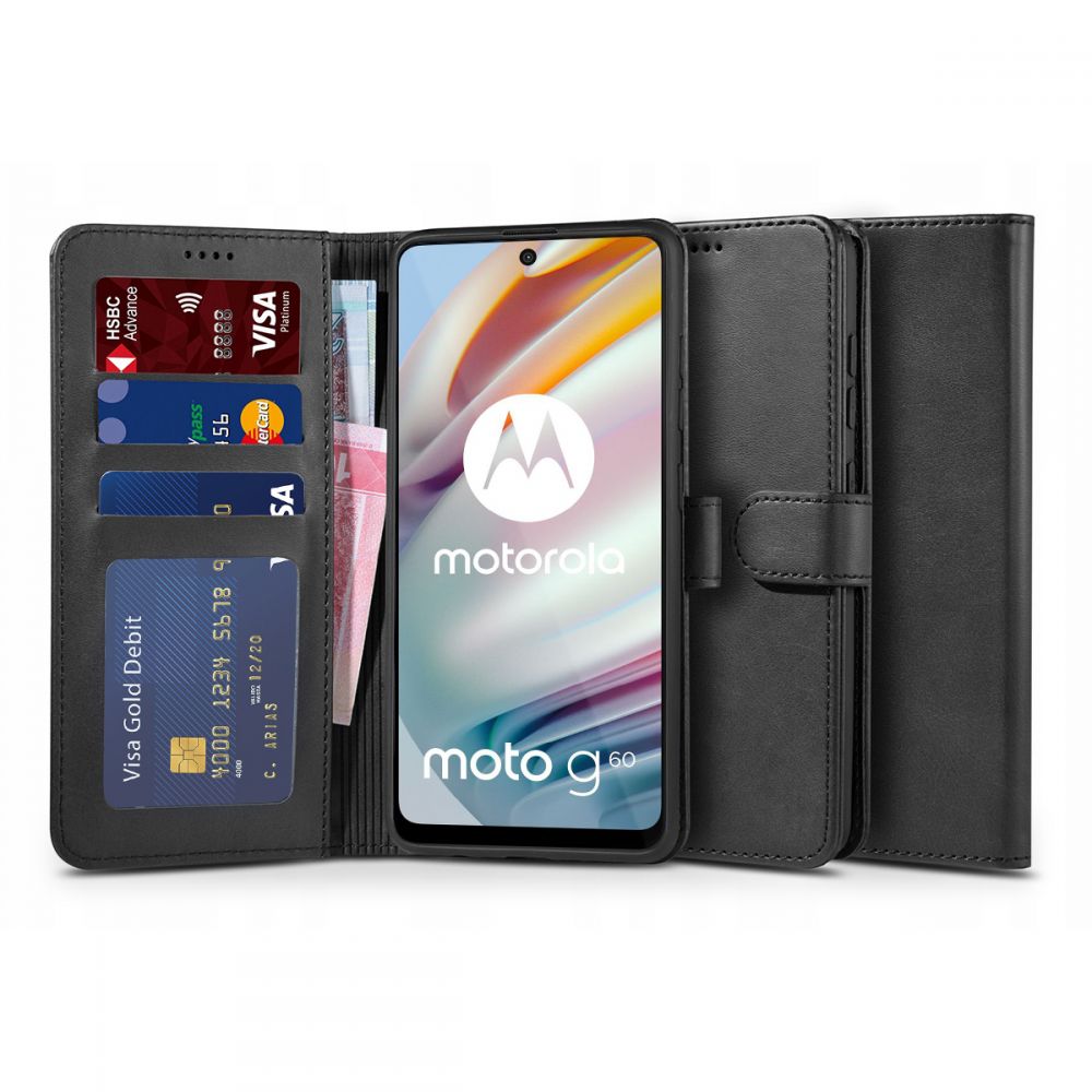 Pokrowiec etui z klapk Tech-protect Wallet czarne MOTOROLA Moto G60