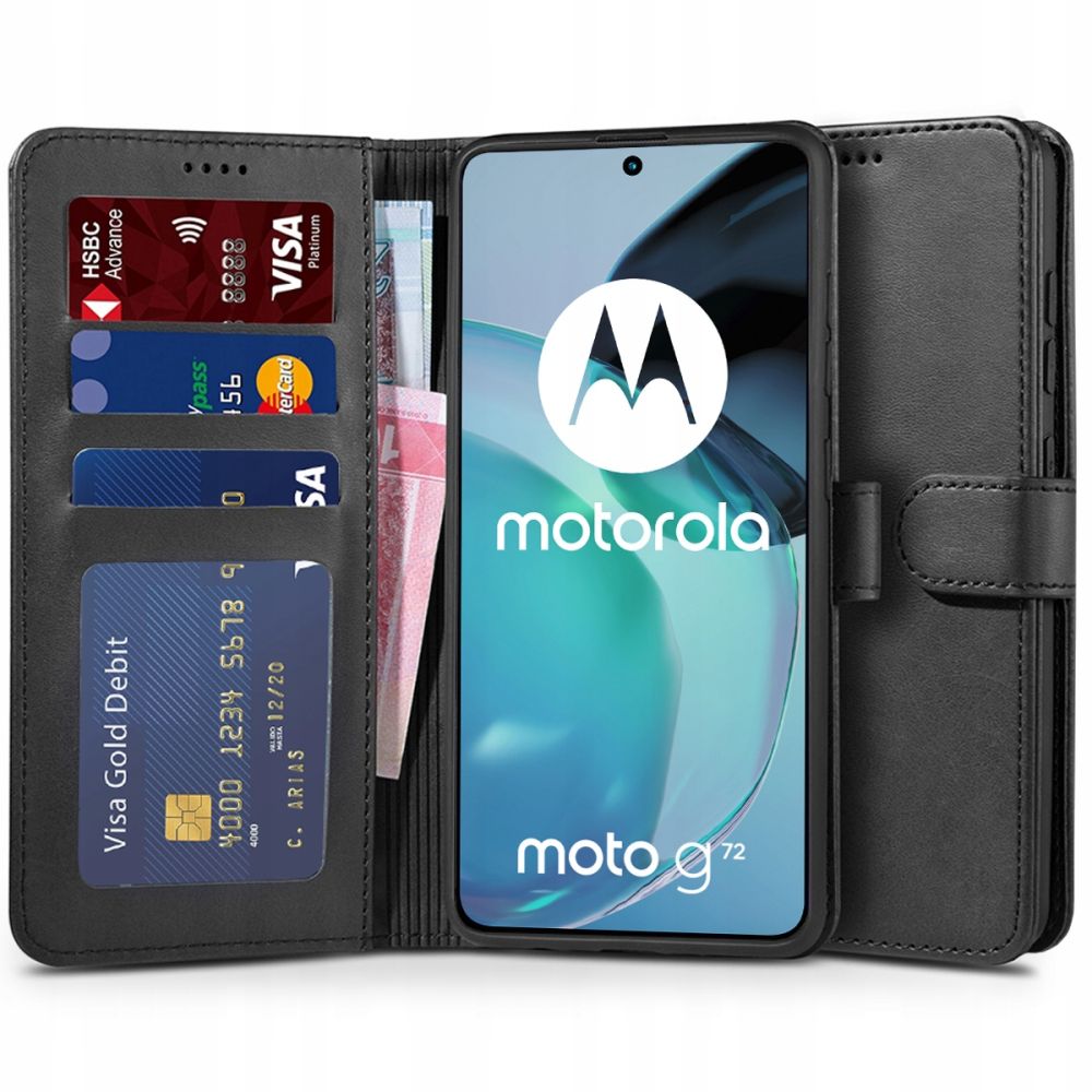 Pokrowiec etui z klapk Tech-protect Wallet czarne MOTOROLA Moto G72