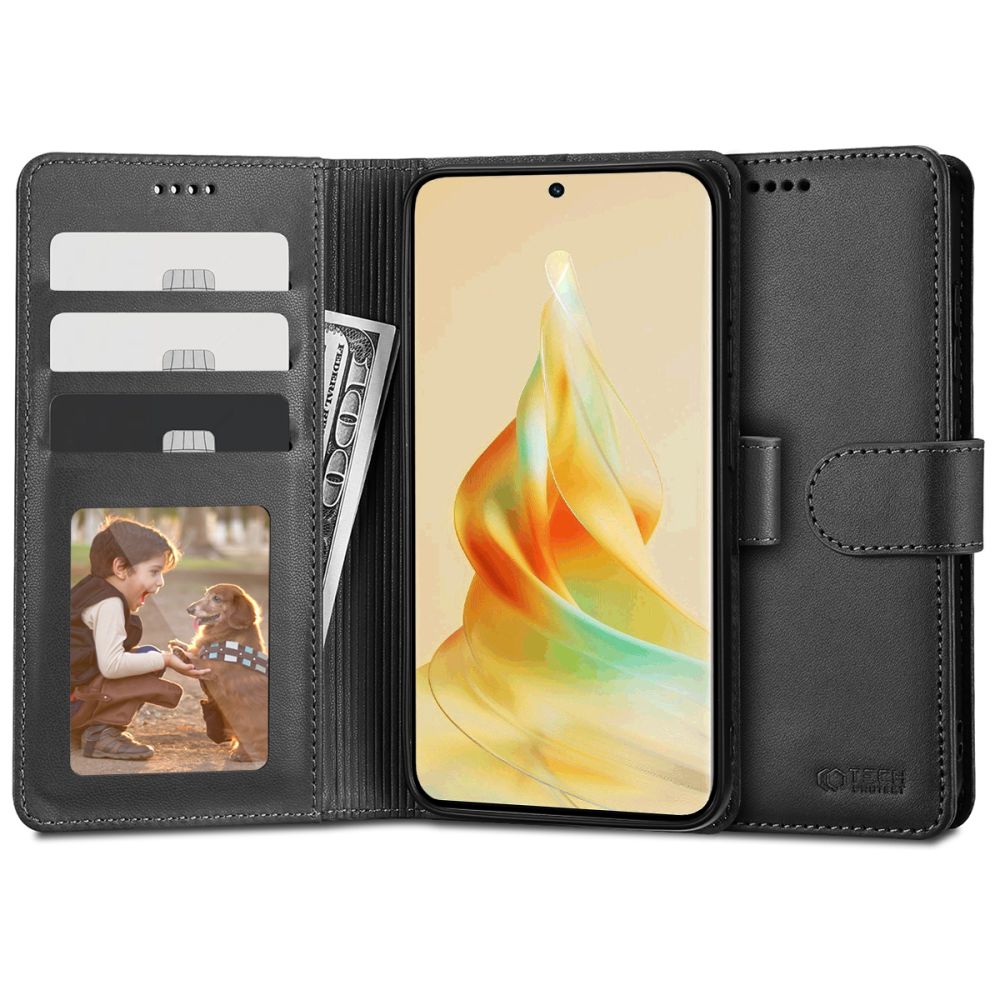 Pokrowiec etui z klapką Tech-protect Wallet czarne Oppo Reno 8T 4G Pokrowiec etui z klapką Tech-protect Wallet czarne Oppo Reno 8T 4G
