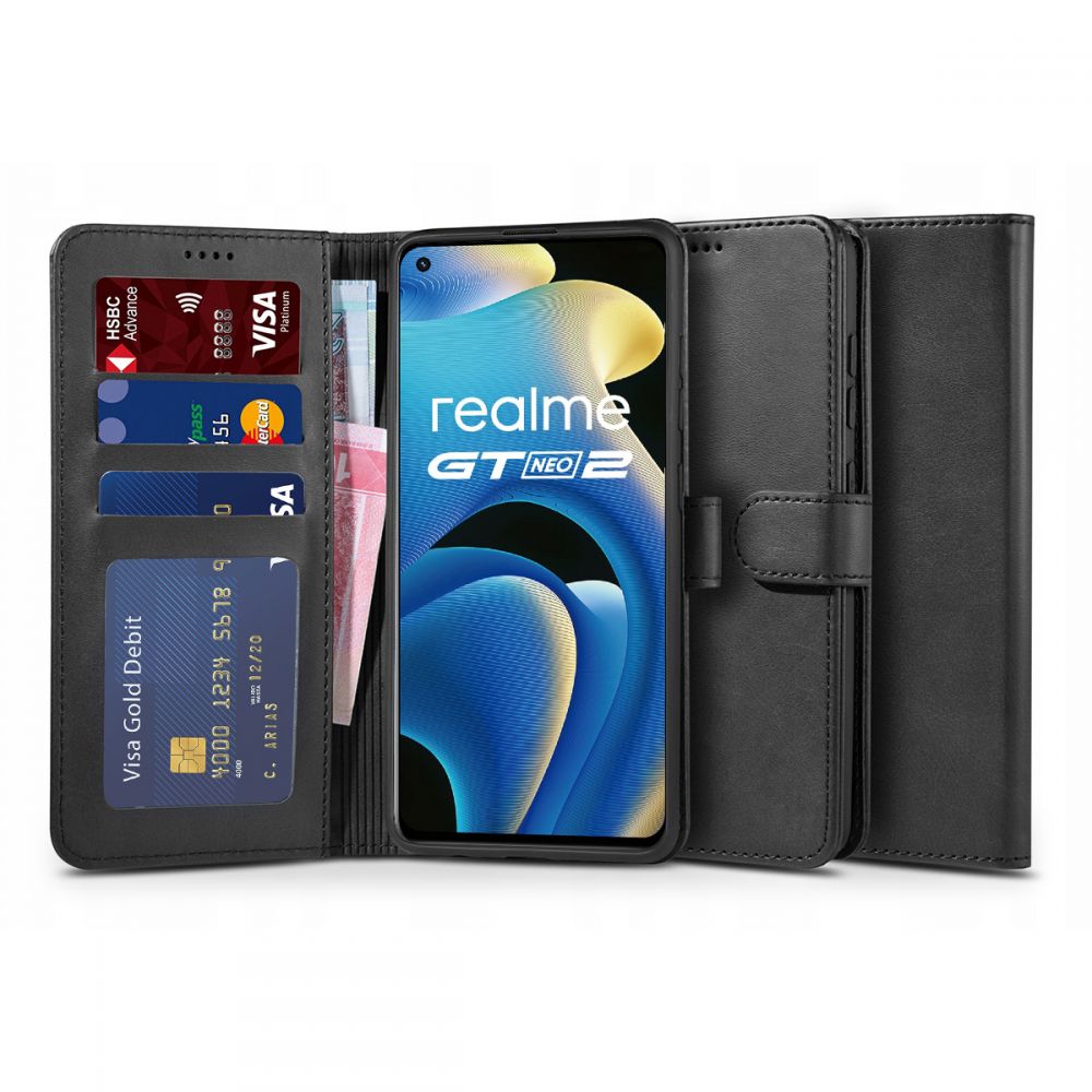 Pokrowiec etui z klapk Tech-protect Wallet czarne Realme GT 2