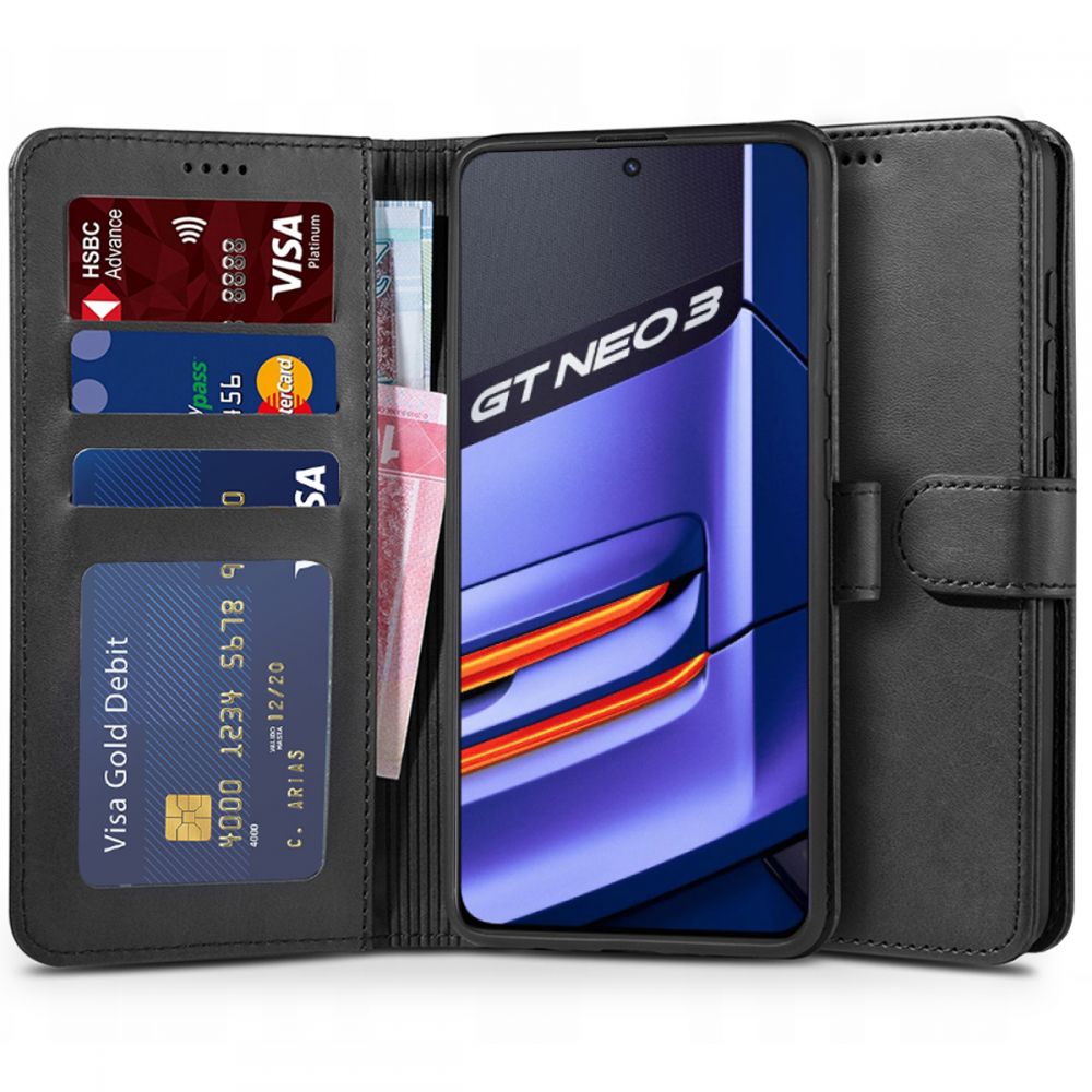 Pokrowiec etui z klapk Tech-protect Wallet czarne Realme GT Neo 3