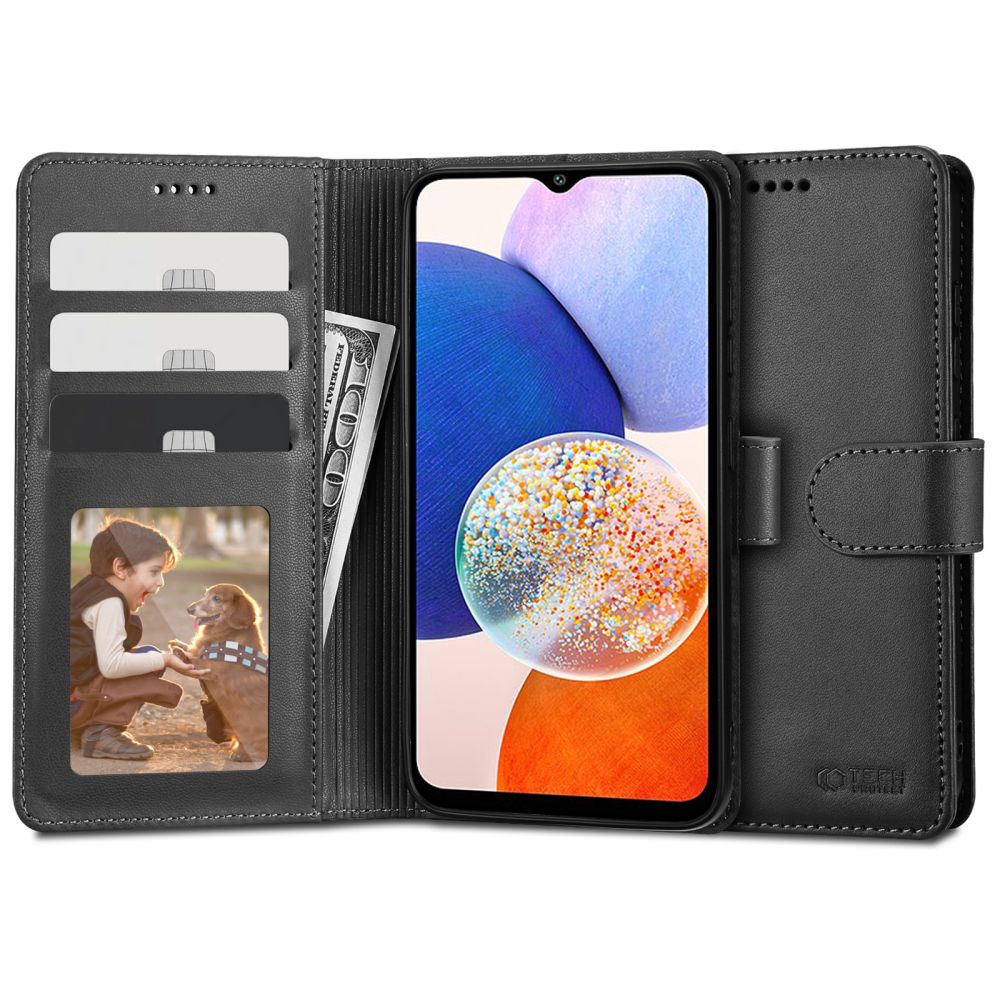 Pokrowiec etui z klapk Tech-protect Wallet czarne SAMSUNG Galaxy A14 5G