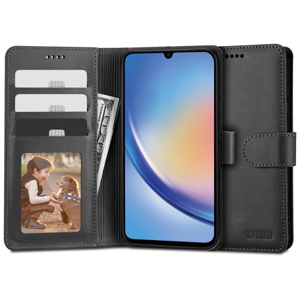 Pokrowiec etui z klapk Tech-protect Wallet czarne SAMSUNG Galaxy A34 5G
