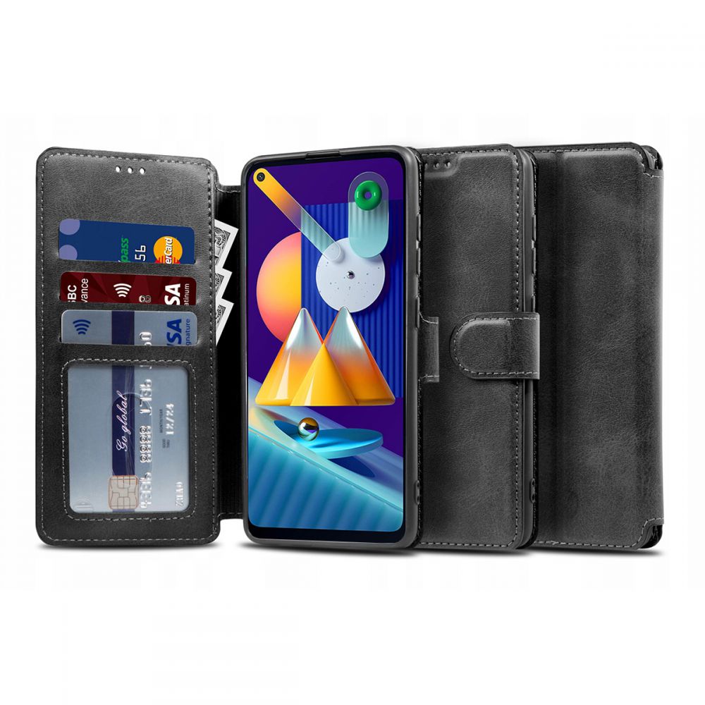 Pokrowiec etui z klapk Tech-protect Wallet czarne SAMSUNG Galaxy M11