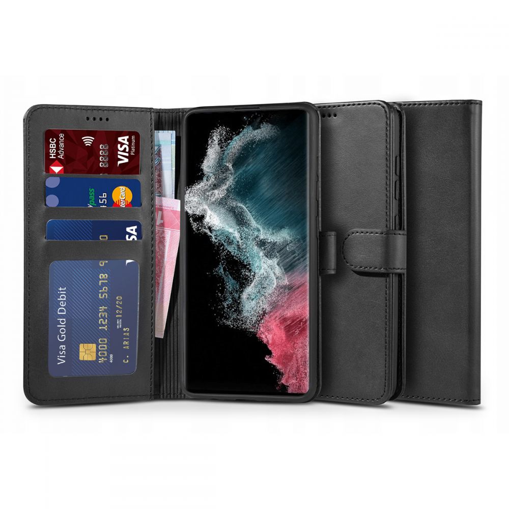 Pokrowiec etui z klapk Tech-protect Wallet czarne SAMSUNG Galaxy S22 Ultra
