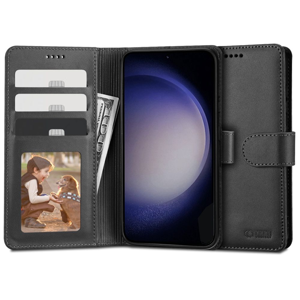 Pokrowiec etui z klapk Tech-protect Wallet czarne SAMSUNG Galaxy S23