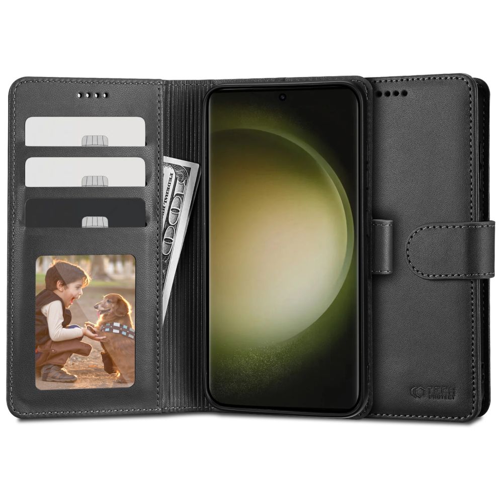 Pokrowiec etui z klapk Tech-protect Wallet czarne SAMSUNG Galaxy S23 Ultra