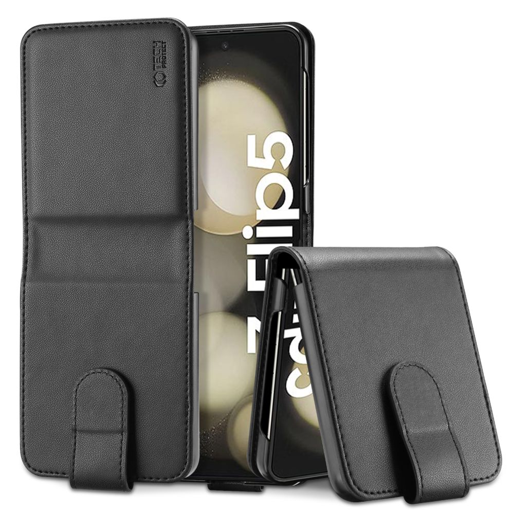 Pokrowiec etui z klapk Tech-protect Wallet czarne SAMSUNG Galaxy Z Flip 5 5G