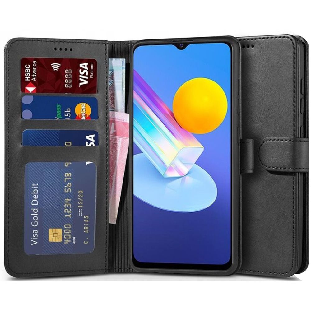 Pokrowiec etui z klapk Tech-protect Wallet czarne Vivo Y72 5G