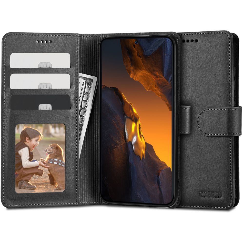 Pokrowiec etui z klapk Tech-protect Wallet czarne Xiaomi Poco F5