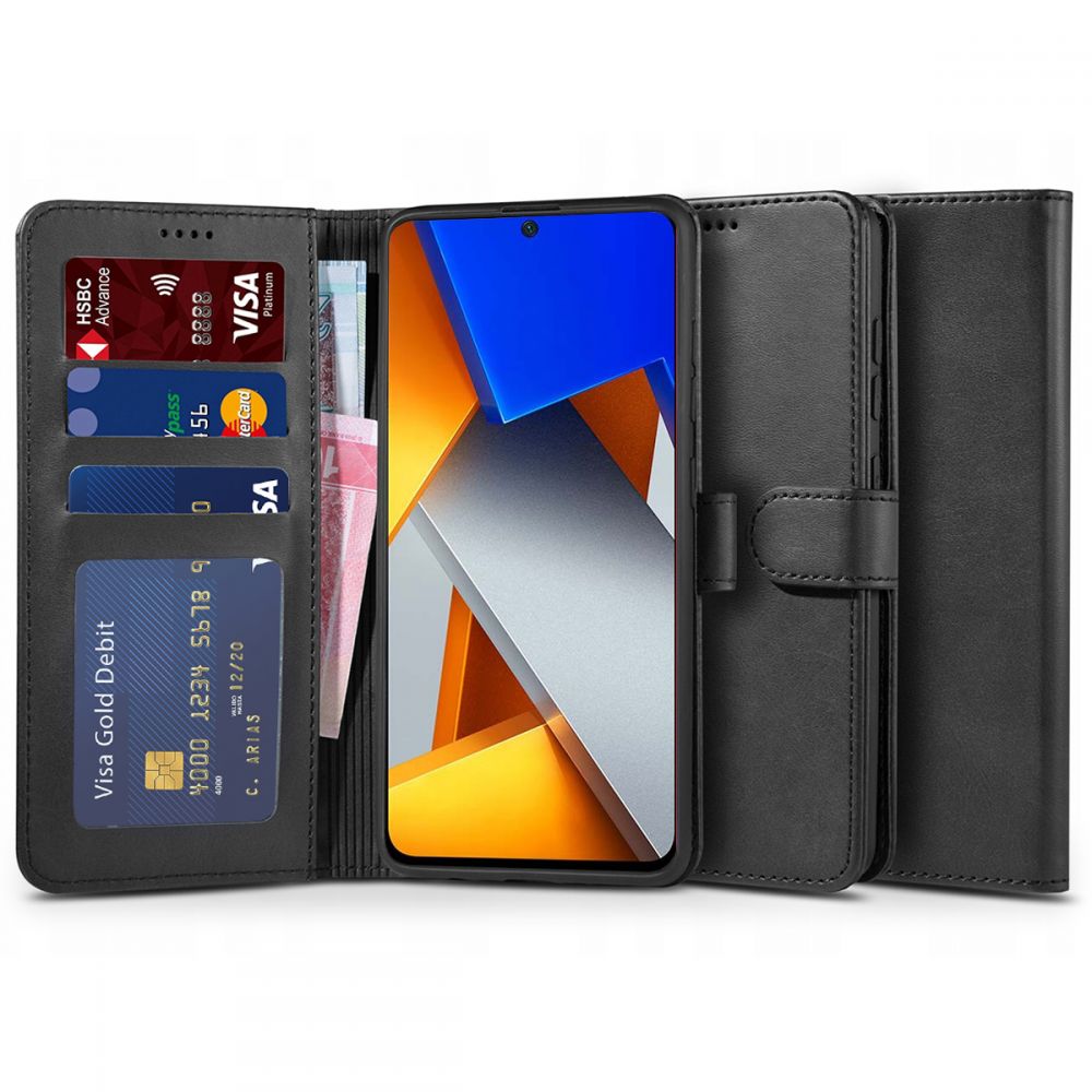 Pokrowiec etui z klapk Tech-protect Wallet czarne Xiaomi POCO M4 Pro 5G