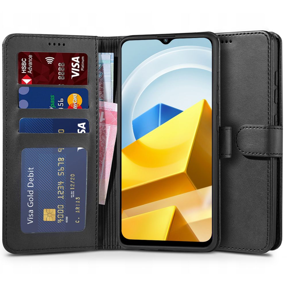 Pokrowiec etui z klapk Tech-protect Wallet czarne Xiaomi POCO M5