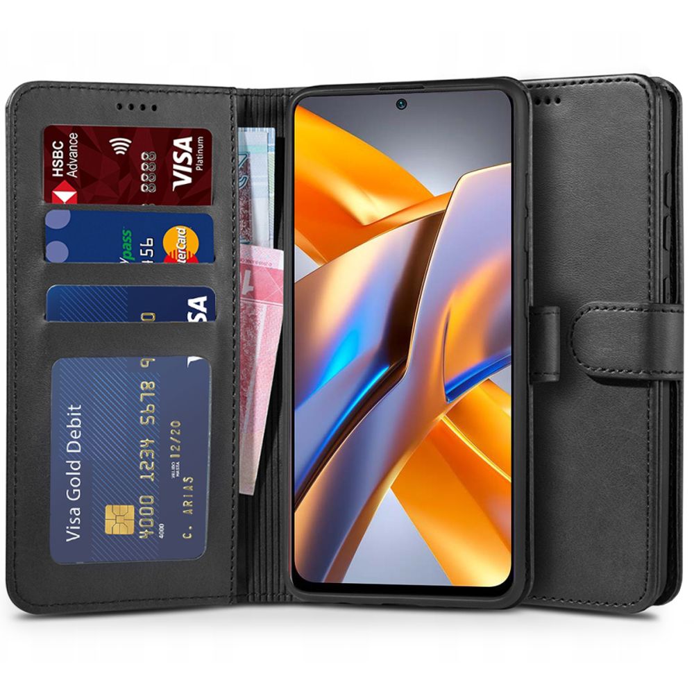 Pokrowiec etui z klapk Tech-protect Wallet czarne Xiaomi POCO M5s