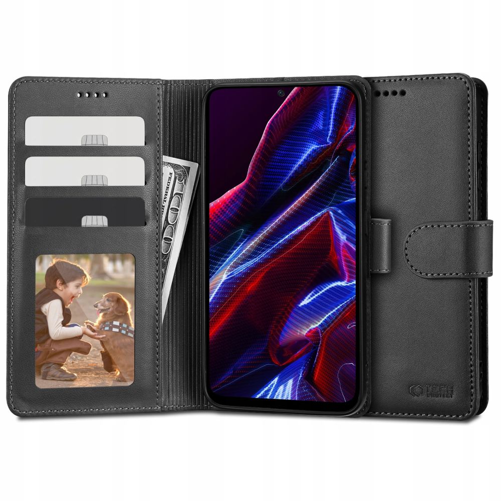 Pokrowiec etui z klapk Tech-protect Wallet czarne Xiaomi Poco X5 5G