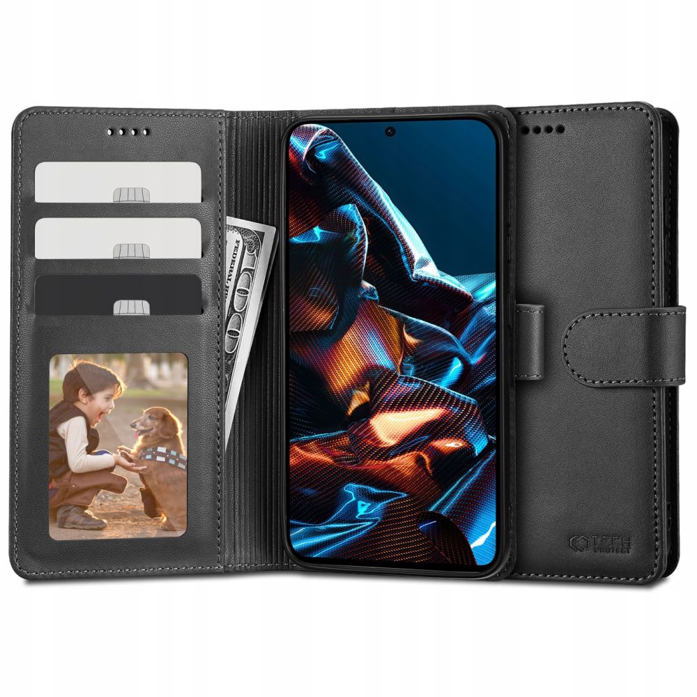 Pokrowiec etui z klapk Tech-protect Wallet czarne Xiaomi Poco X5 Pro 5G