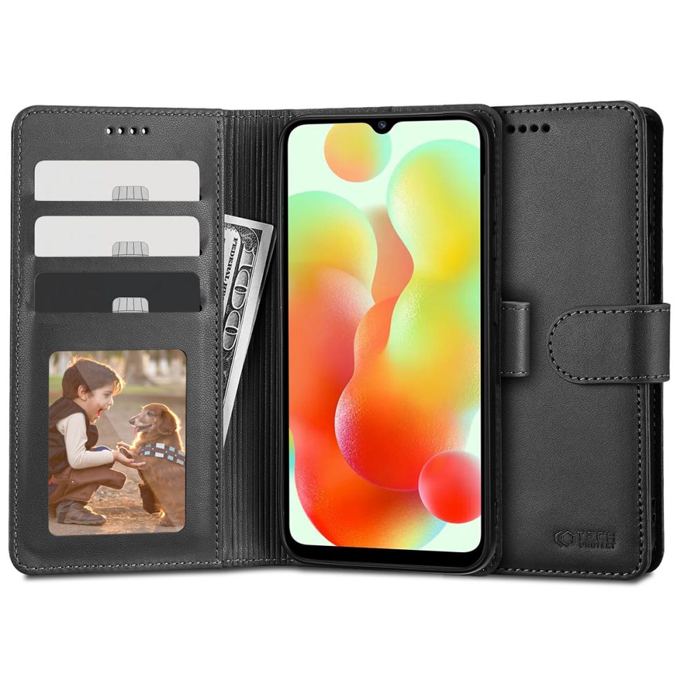 Pokrowiec etui z klapk Tech-protect Wallet czarne Xiaomi Redmi 12C