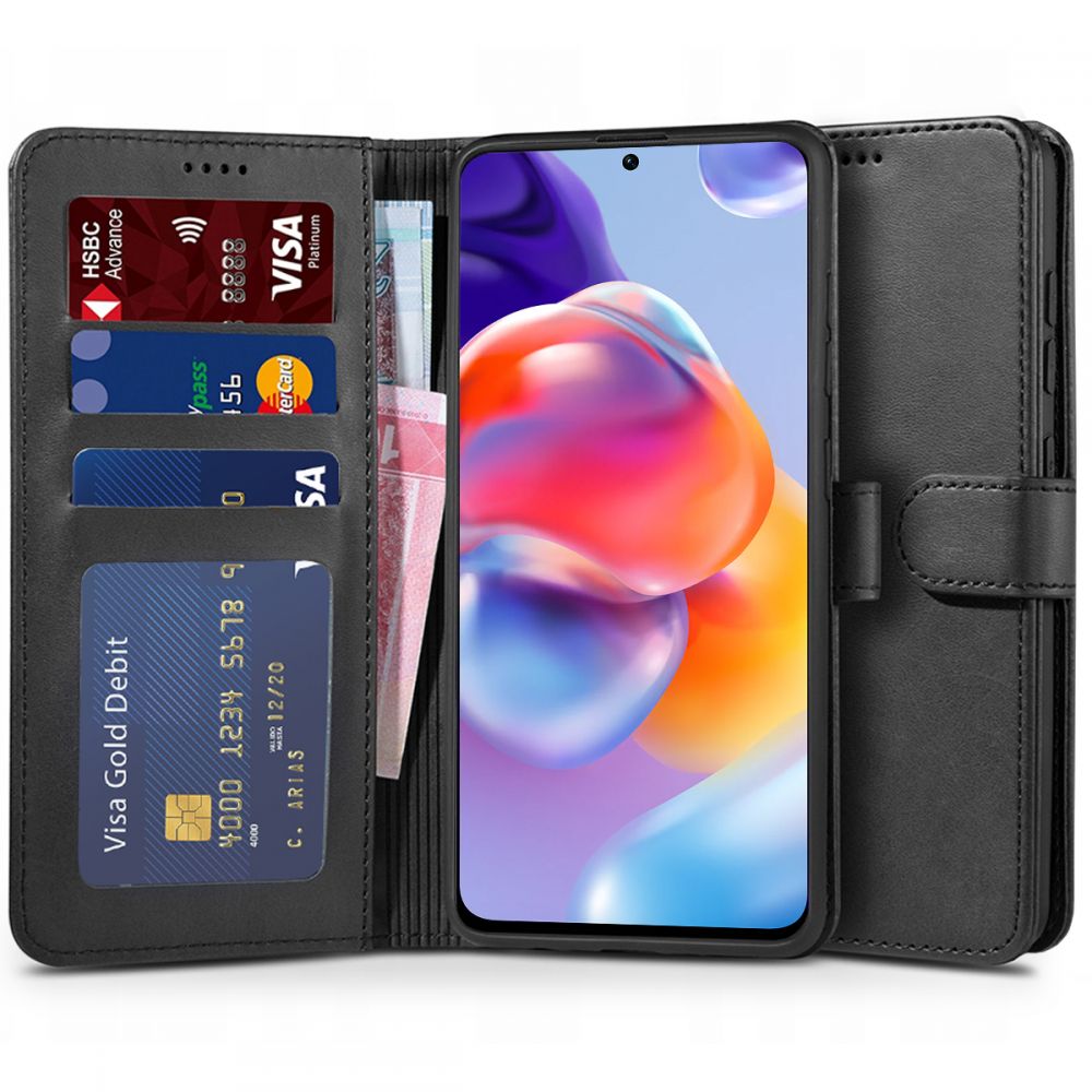 Pokrowiec etui z klapk Tech-protect Wallet czarne Xiaomi Redmi Note 11 Pro+ 5G