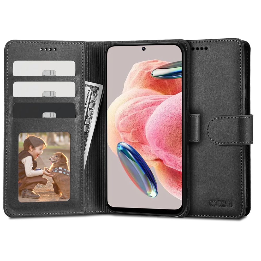 Pokrowiec etui z klapk Tech-protect Wallet czarne Xiaomi Redmi Note 12 4G